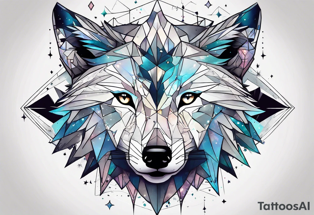 Constellation, two animal wolf, géométric tattoo idea