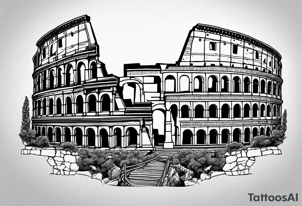 Dystopian colosseum tattoo idea