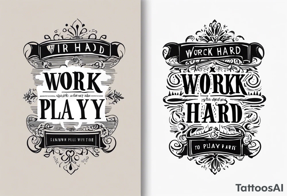 I want a tattoo containing the following two words "work hard" and "play hard". tattoo idea