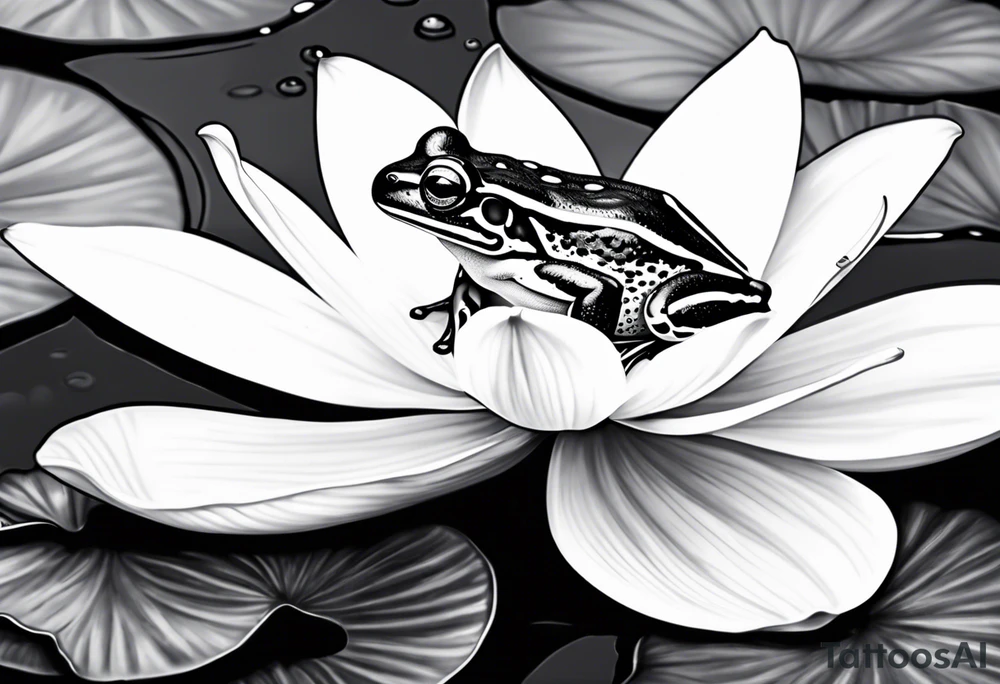 Small frog on lily pad tattoo idea