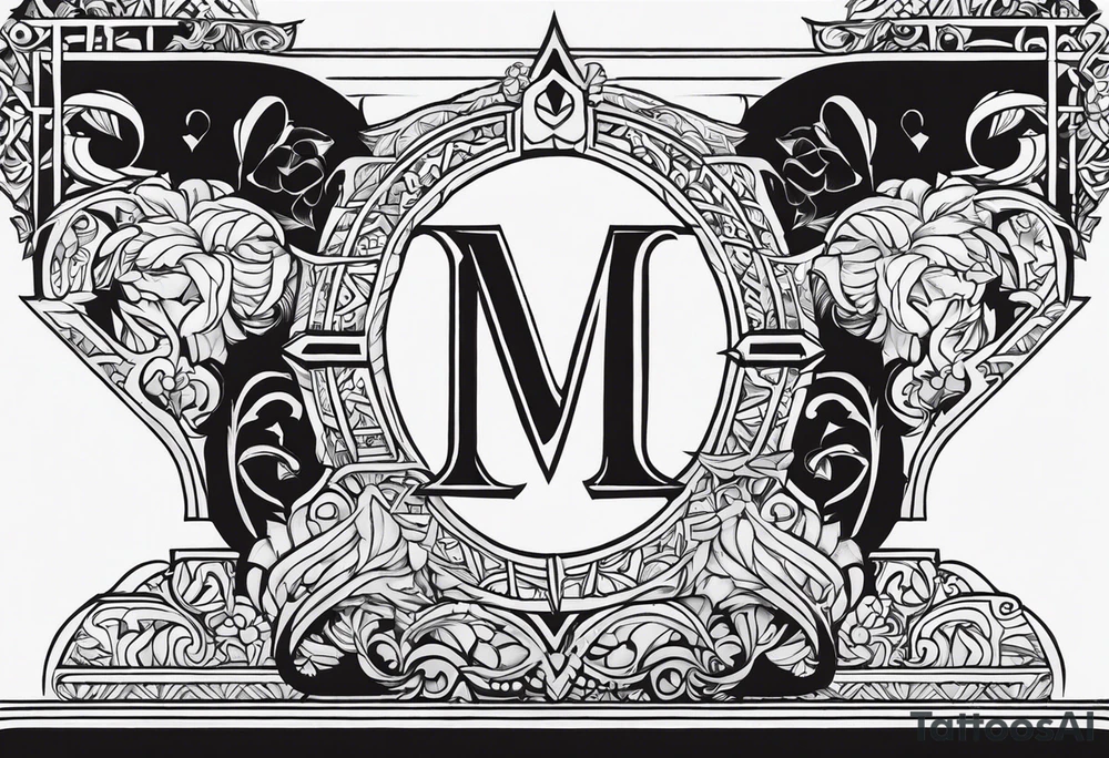 Draw the initials MHME accompanied by the writing simul in aeternum tattoo idea