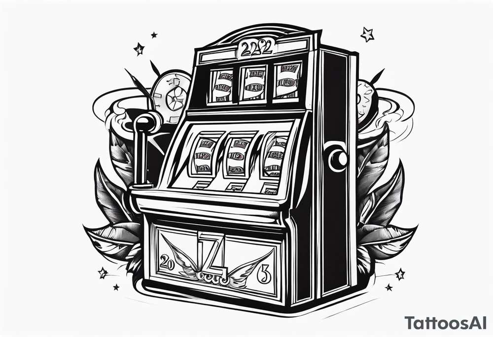 A slot machine landing on the numbers 222 tattoo idea