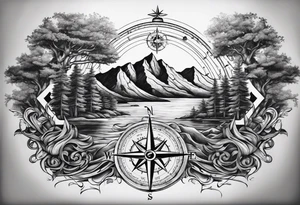 mountains sea 
music compass tree roots tattoo idea