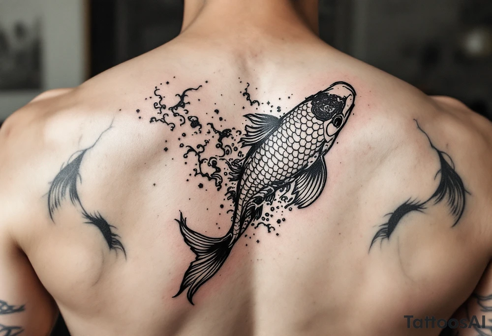 traditional koi fish swimming upstream through turbulent waves tattoo idea traditional koi fish swimming upstream through turbulent waves tattoo idea