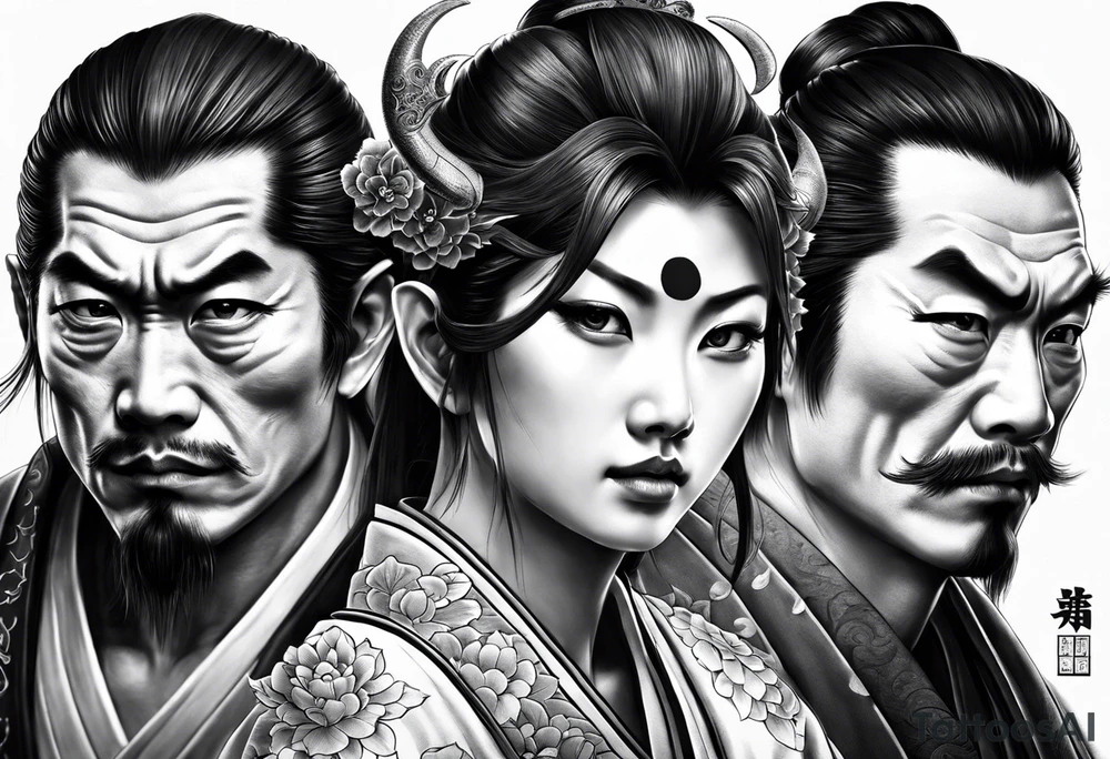 The Japanese say you have three faces. The first face, you show to the world. The second face, you show to your close friends and your family. The third face, you never show anyone.

japanese demon tattoo idea
