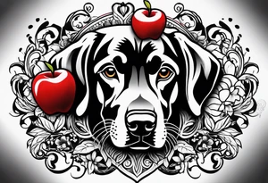 Teacher Apple and black Labrador tattoo idea