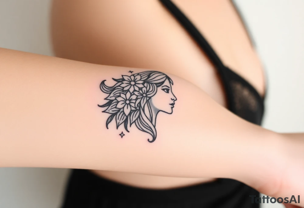 Capricorn head and body y starsign  10x10 cm 

Flowers or stars tattoo idea