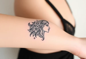 Capricorn head and body y starsign  10x10 cm 

Flowers or stars tattoo idea