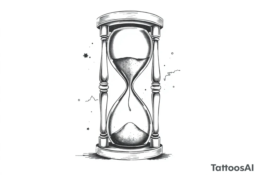 antique hourglass with day and night in the background tattoo idea