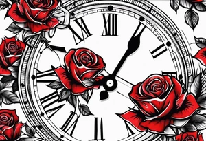 Rose birds clock tattoo idea