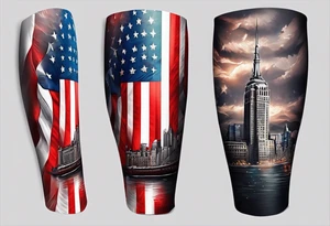 american flag leg sleeve tattoo idea
