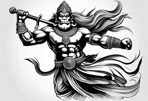 hanuman flying holding his mace (no wings) tattoo idea