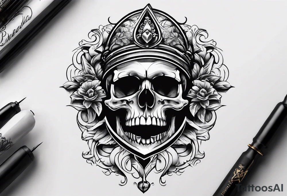 dagger piercing an eyesocket of the skull tattoo idea