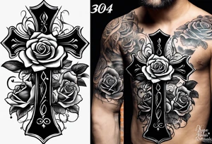 Cross that in the middle of it says “know your worth as well” and under it I would like my dads birthday the 30th of August 1966 and under that a rose tattoo idea