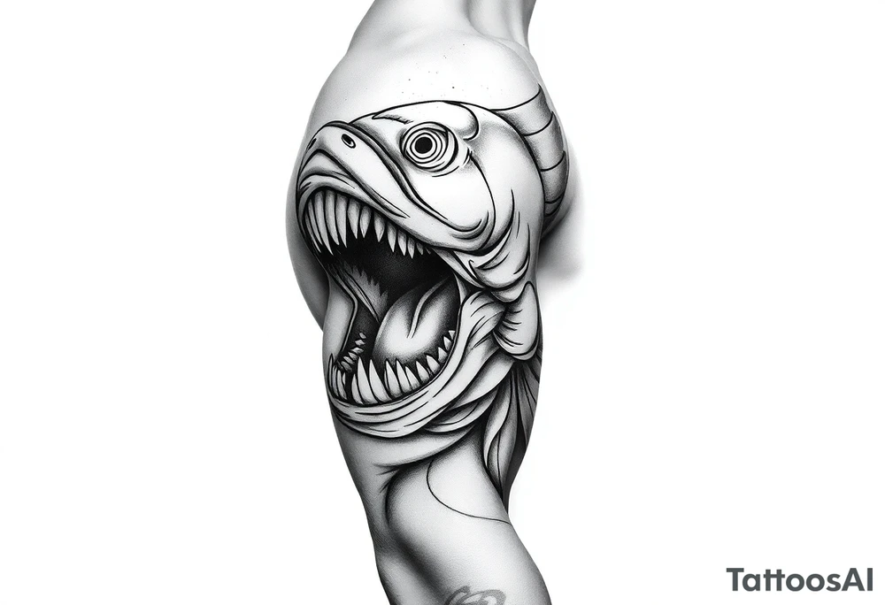 Fish mouth around tattoo idea