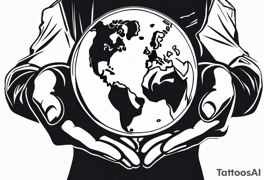 Strong hands holding world tattoo idea