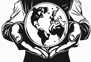 Strong hands holding world tattoo idea