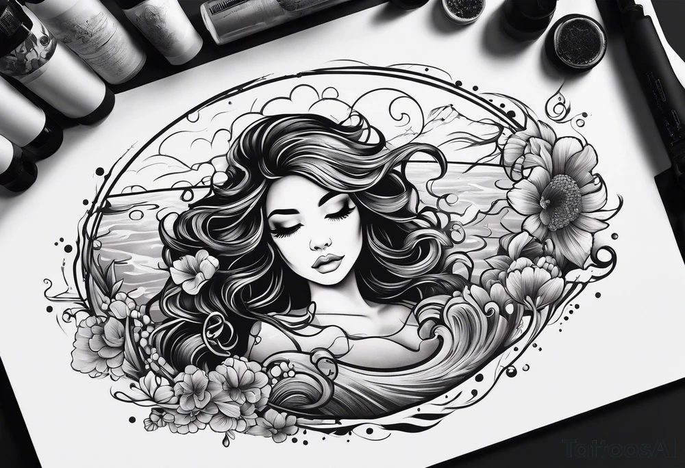 girl floating on still water
aerial view tattoo idea