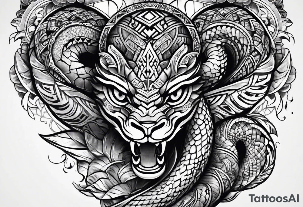 aztec snake sleeve tattoo idea