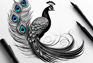 pen arrow peacock feather tattoo idea
