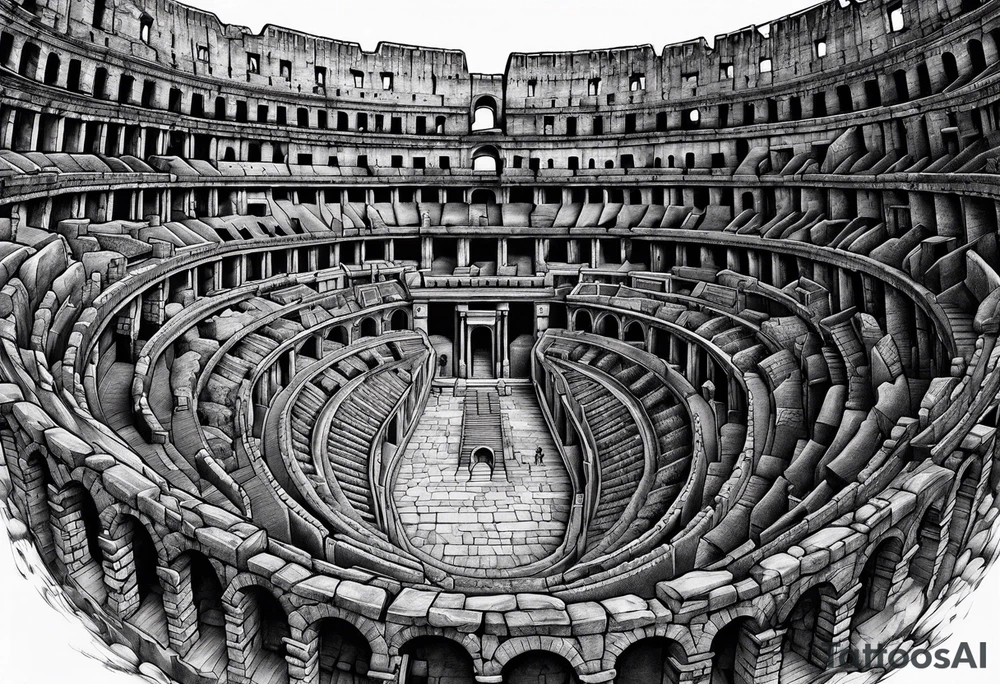 Dystopian colosseum tattoo idea