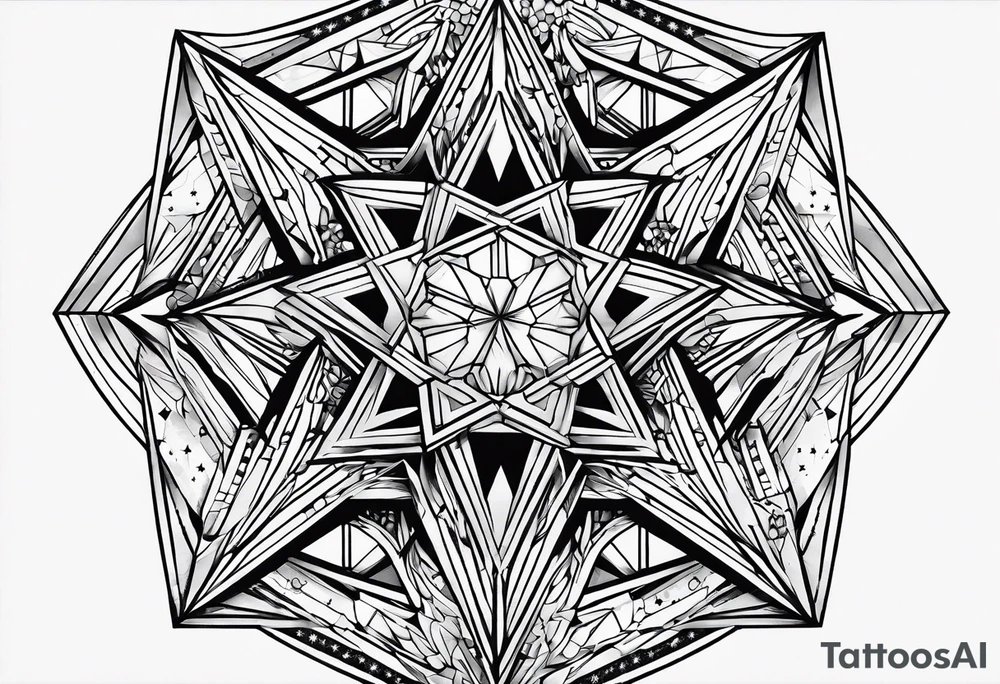 Tesseract and stars tattoo idea