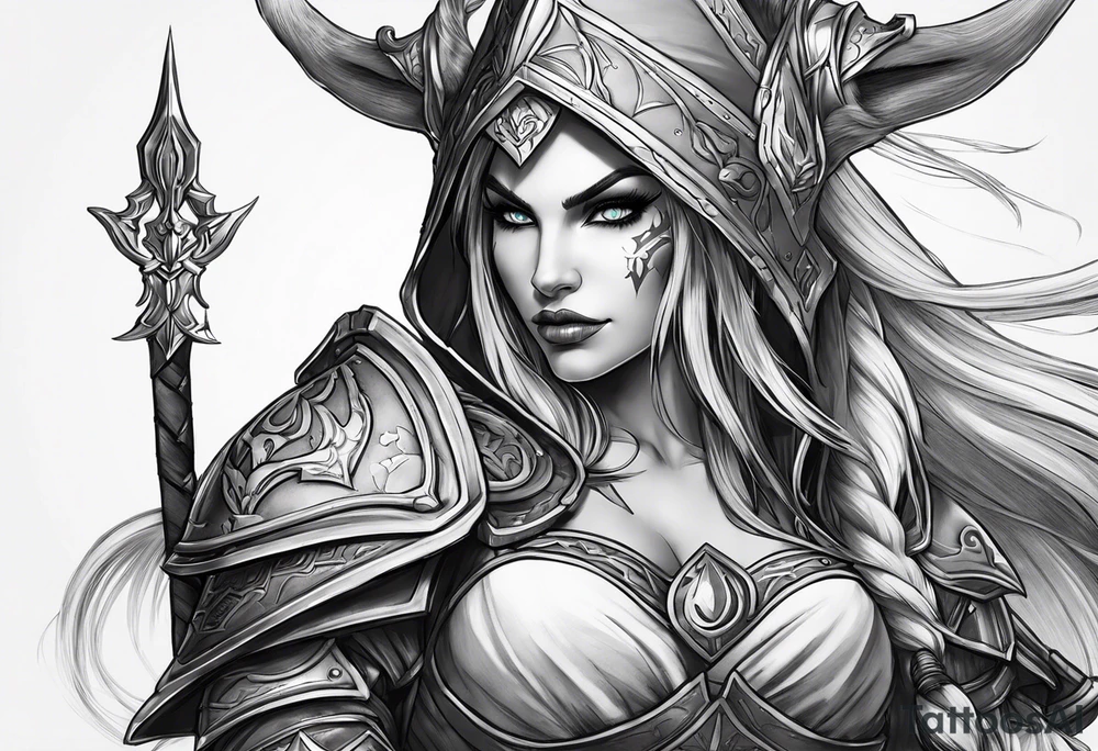 sylvanas from world of warcraft include her bow and armor tattoo idea sylvanas from world of warcraft include her bow and armor tattoo idea