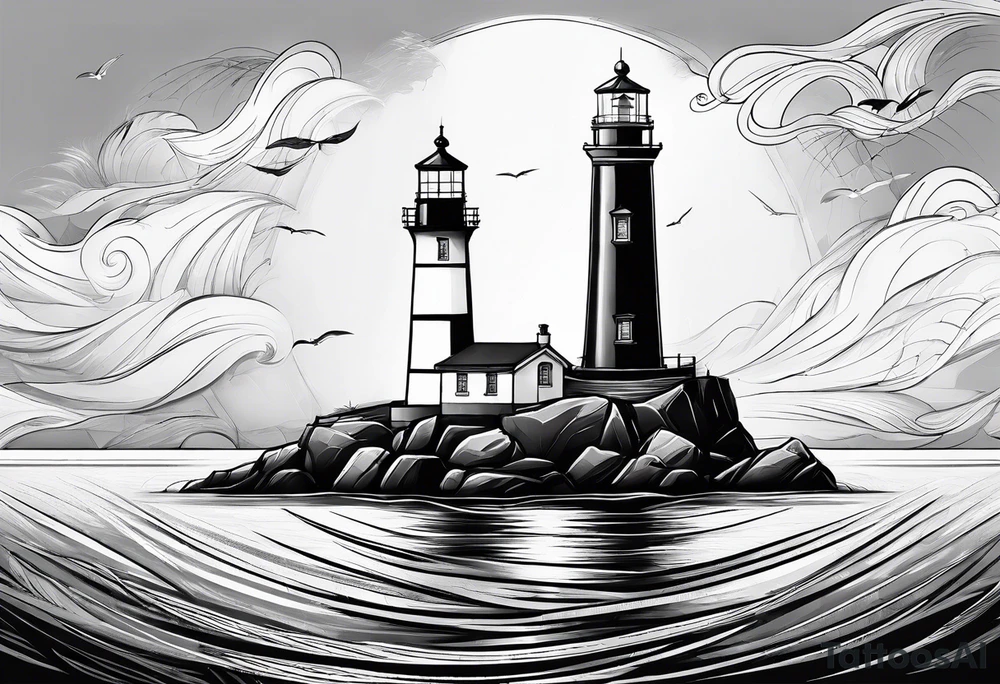 maritime lighthouse partially hidden by its 2 large fixed sails. tattoo idea maritime lighthouse partially hidden by its 2 large fixed sails. tattoo idea