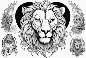 Elf taming an lion tattoo idea