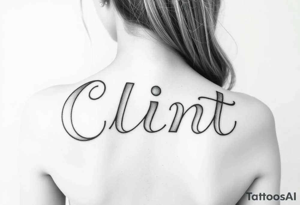 Clint spelled out in cartoon lettering tattoo idea