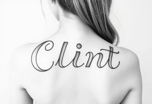 Clint spelled out in cartoon lettering tattoo idea