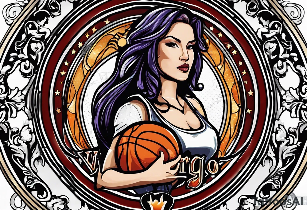 september virgo logo, birth year 2005, birth place detroit , women’s basketball player tattoo idea