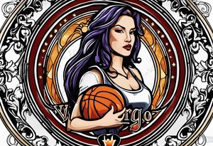 september virgo logo, birth year 2005, birth place detroit , women’s basketball player tattoo idea