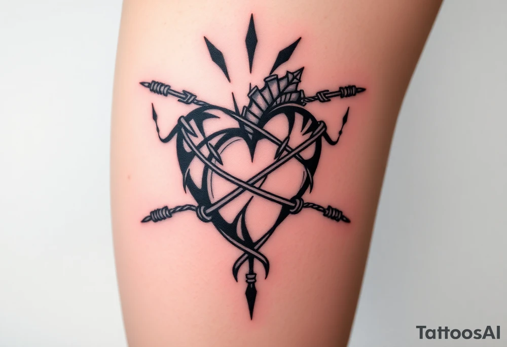 Heart wrapped in barb wire tattoo idea