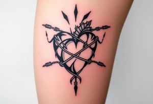 Heart wrapped in barb wire tattoo idea