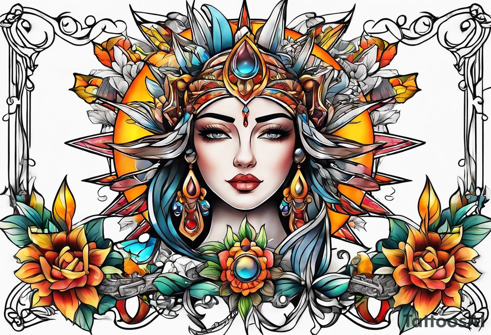 Sun catcher elongated tattoo idea