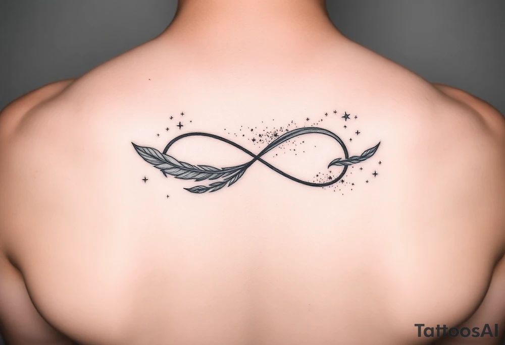 infinity symbol woven with floating feathers and stardust tattoo idea infinity symbol woven with floating feathers and stardust tattoo idea