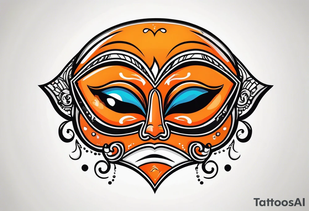 Crying mask that is orange and black tattoo idea