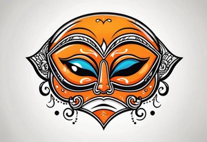 Crying mask that is orange and black tattoo idea