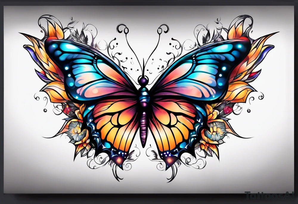 Butterfly and super nova tattoo idea