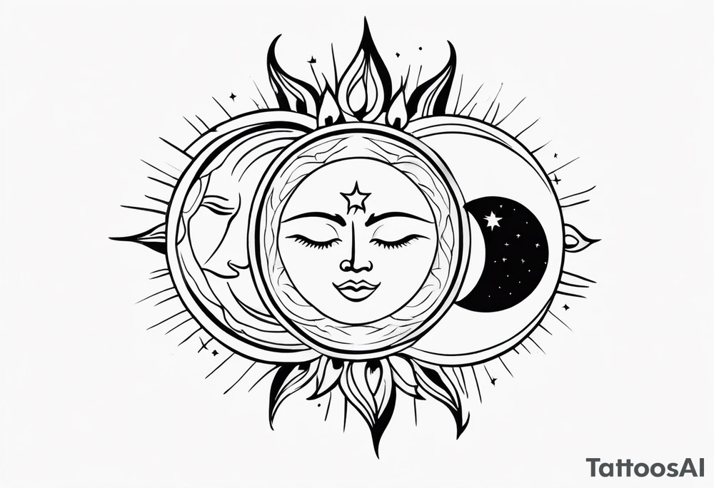 Sun and moon spiritual tattoo tattoo idea