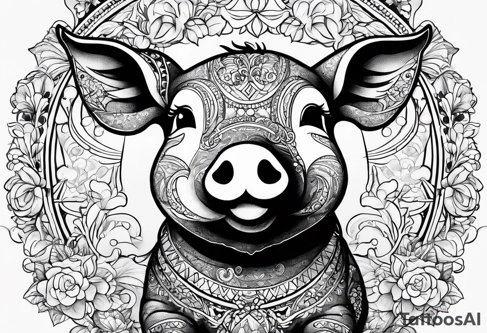 cute piglet.
with text: "friends not food" tattoo idea