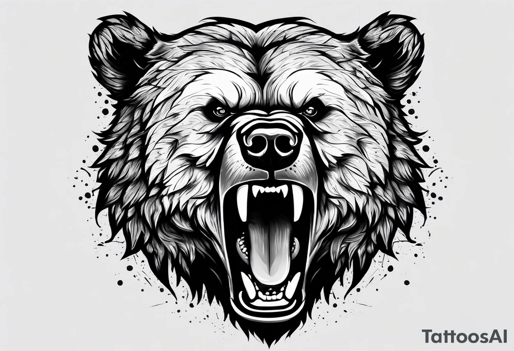 angry bear tattoo idea