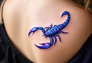 The Scorpius uder its star constellation slashes across the night sky like a violet scorpion tail ready to strike tattoo idea