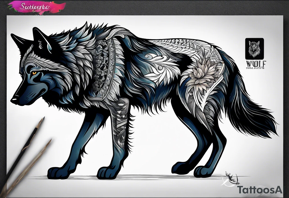 black wolf tattoo idea