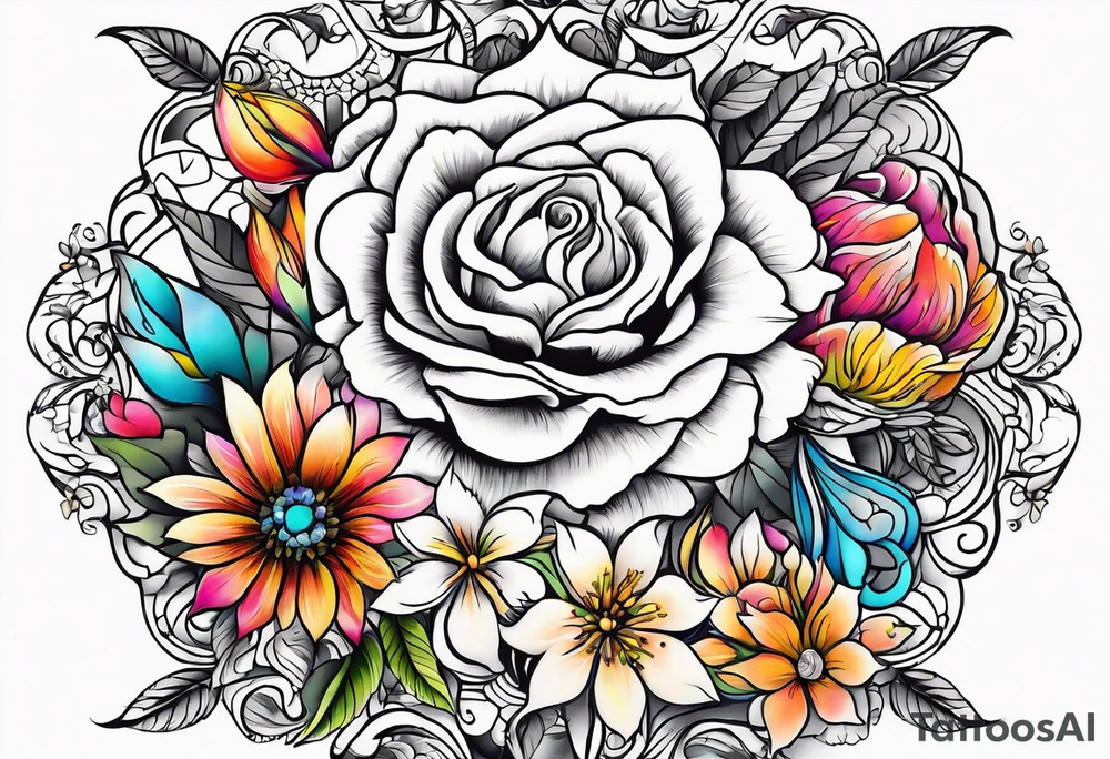 ornaments of flowers tattoo idea