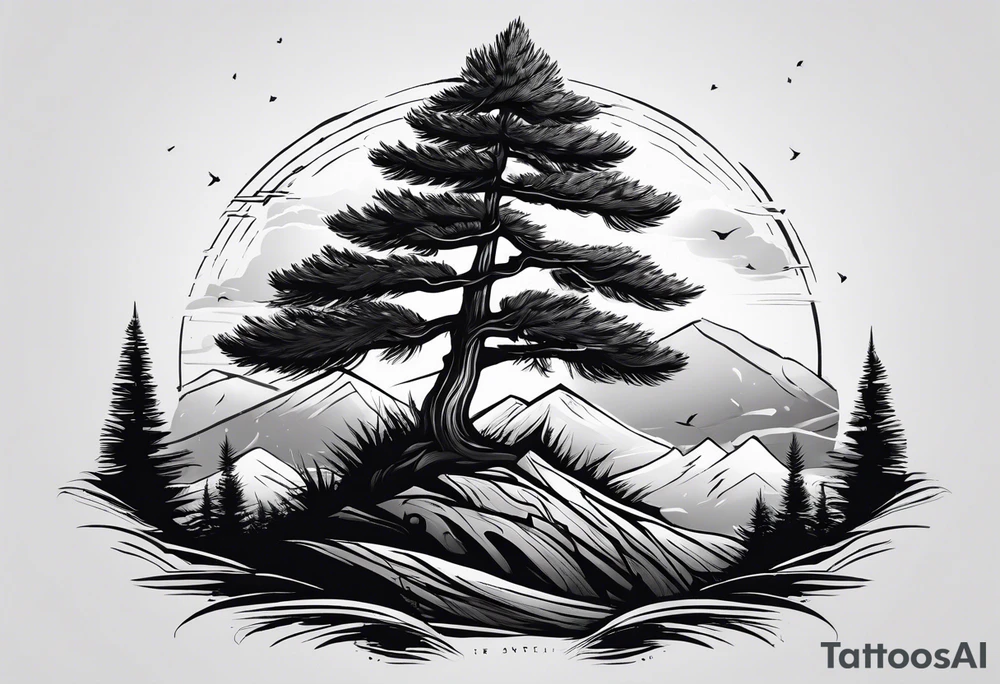 pine tree by itself tattoo idea