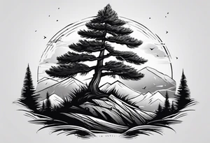 pine tree by itself tattoo idea