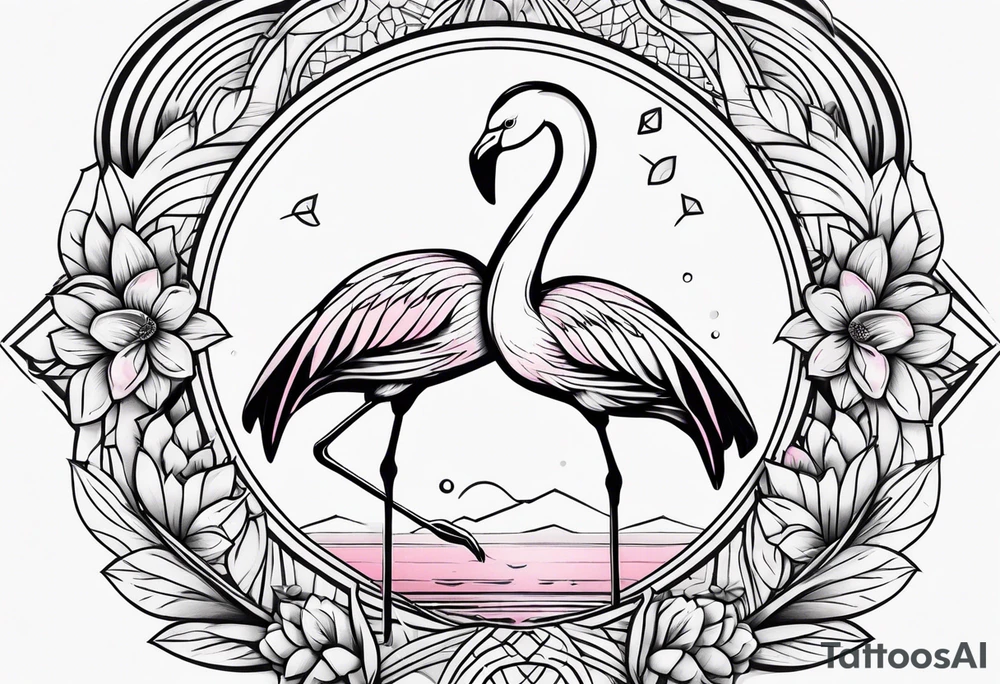 cute flamingo tattoo idea