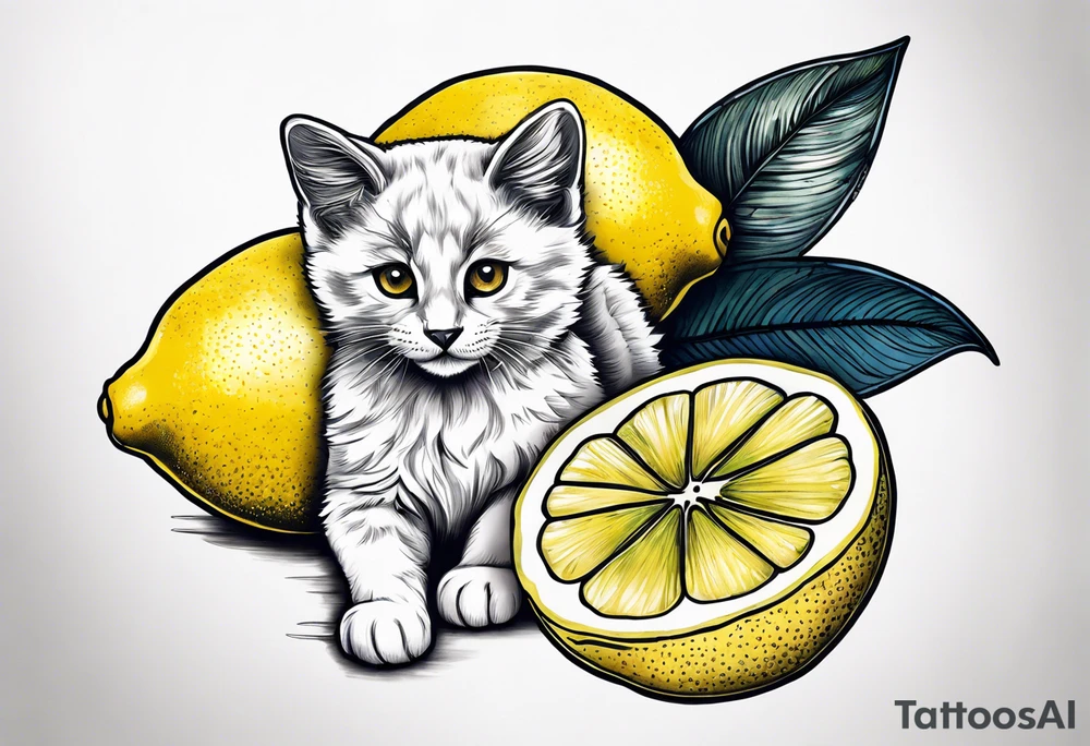 a lemon and a paw tattoo idea